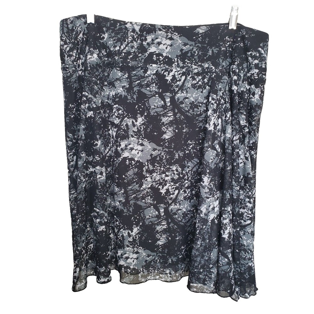 Coldwater Creek Mesh Abstract Print Lined Side-Zip Midi Skirt Size PXL